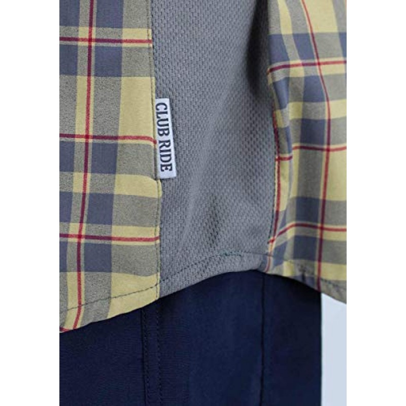 Club Ride Apparel 남성용 우회 반소매 스냅 다운 탑