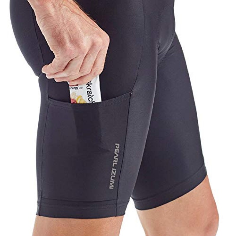 PEARL IZUMI 남성용 원정 사이클링 턱받이 반바지, 실리콘 커프스 & 허벅지 카고 포켓