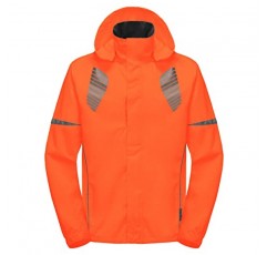 Little Donkey Andy 남성용 방수 러닝 사이클링 레인 자켓 반사 레인 코트 Packable Windbreaker-Removable Hood