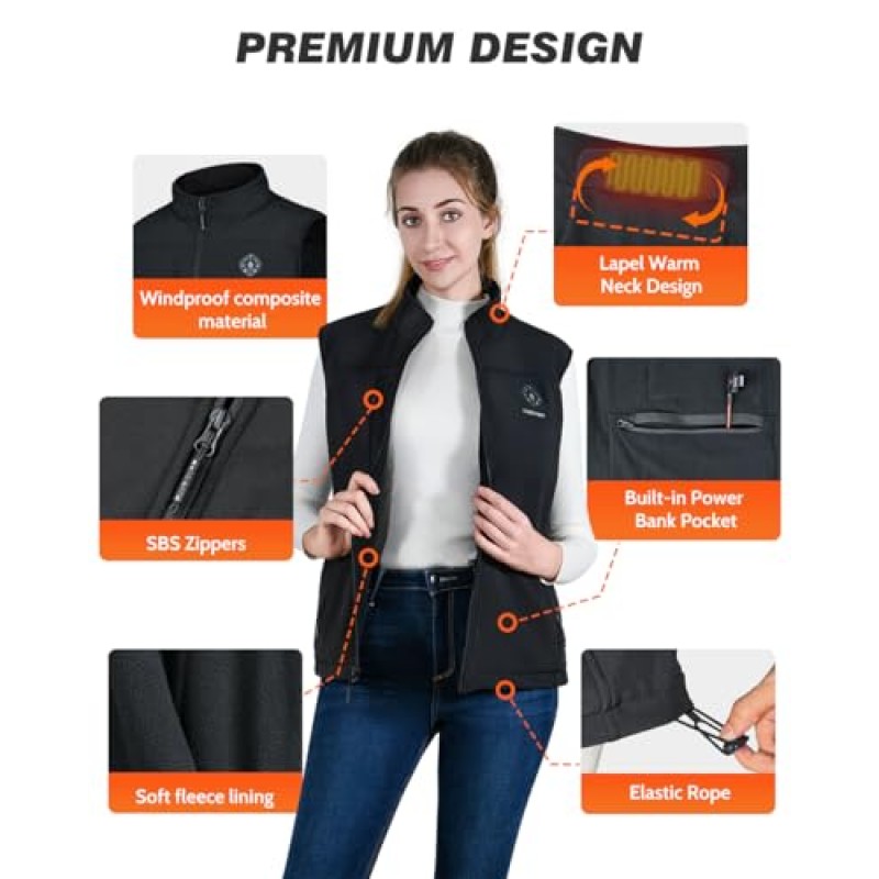 남성 여성용 FUNPRO 가열 조끼, 방풍 전기 가열 조끼, Softshell 민소매 스포츠 자켓, 배터리 포함되지 않음