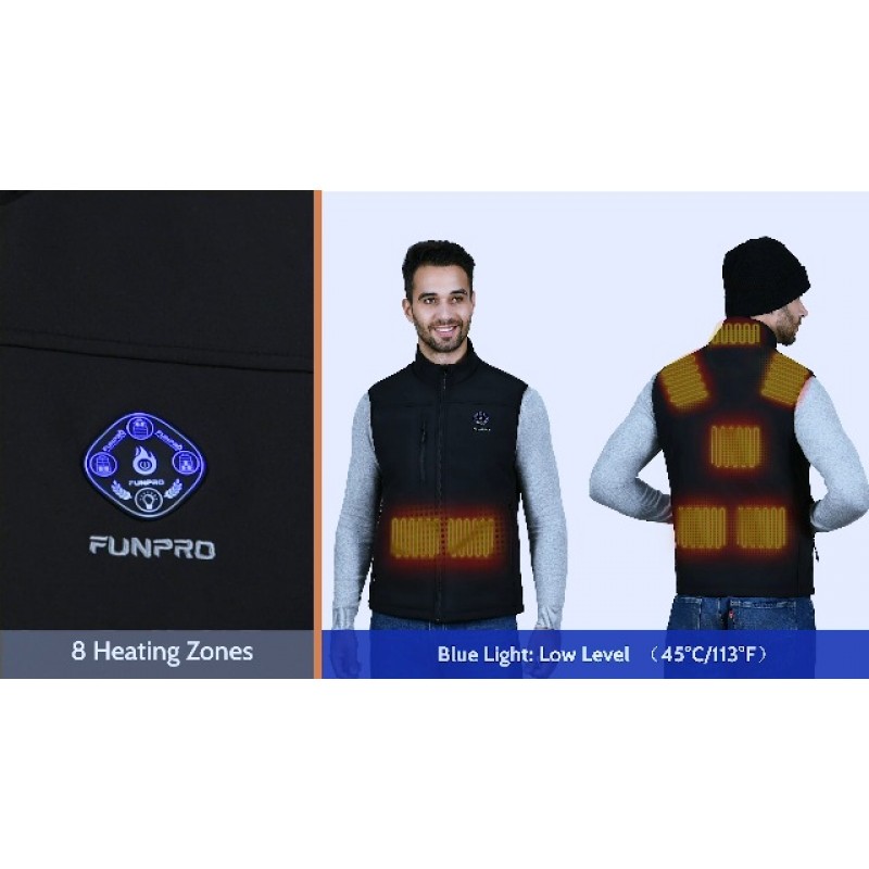 남성 여성용 FUNPRO 가열 조끼, 방풍 전기 가열 조끼, Softshell 민소매 스포츠 자켓, 배터리 포함되지 않음