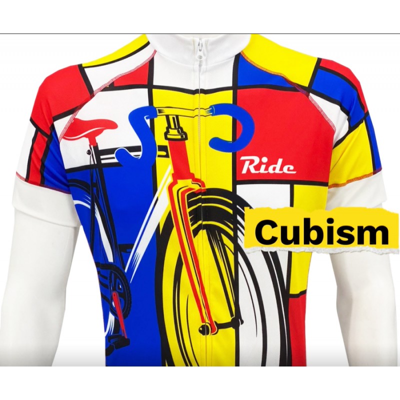 PEAK 1 SPORTS 남성용 Cubism 사이클링 반팔 자전거 져지