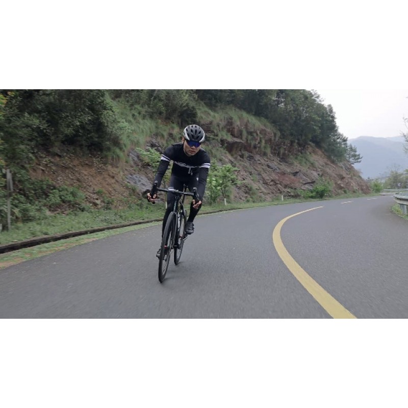 INBIKE 남성용 사이클링 저지 세트 수분 흡수 통기성 풀 지퍼 긴 소매 자전거 셔츠(3D 패딩 스포츠 바지 포함)