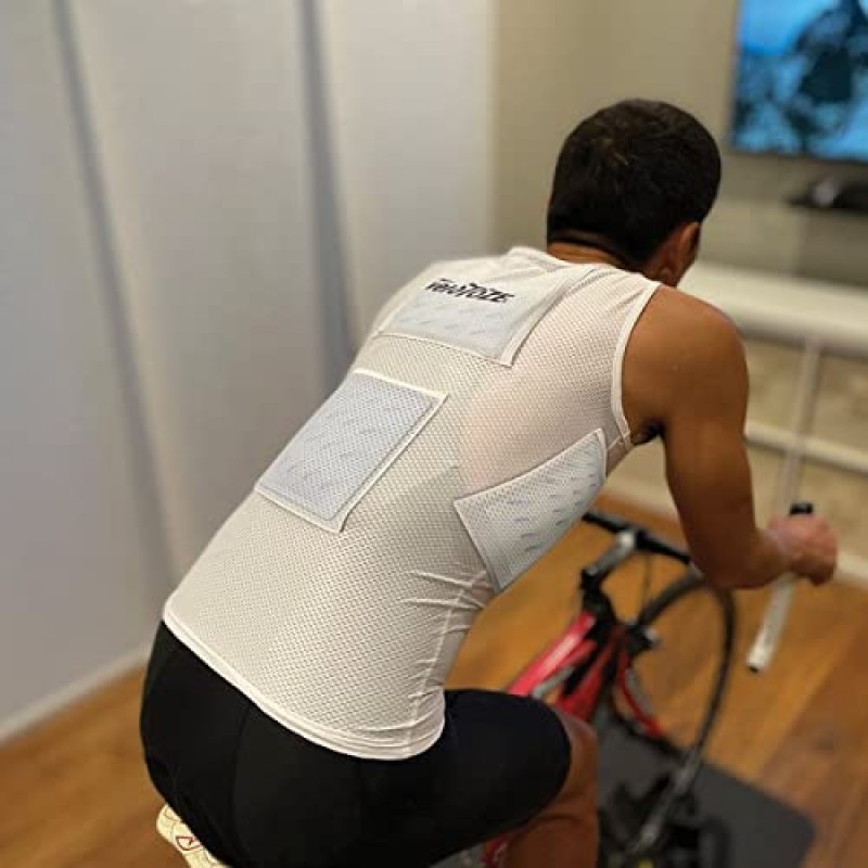 veloToze - 남성용 쿨링 사이클링 조끼, 재사용 가능한 쿨링 팩 4개 포함, 실내 및 실외 라이딩 시 시원함 유지 - 화이트
