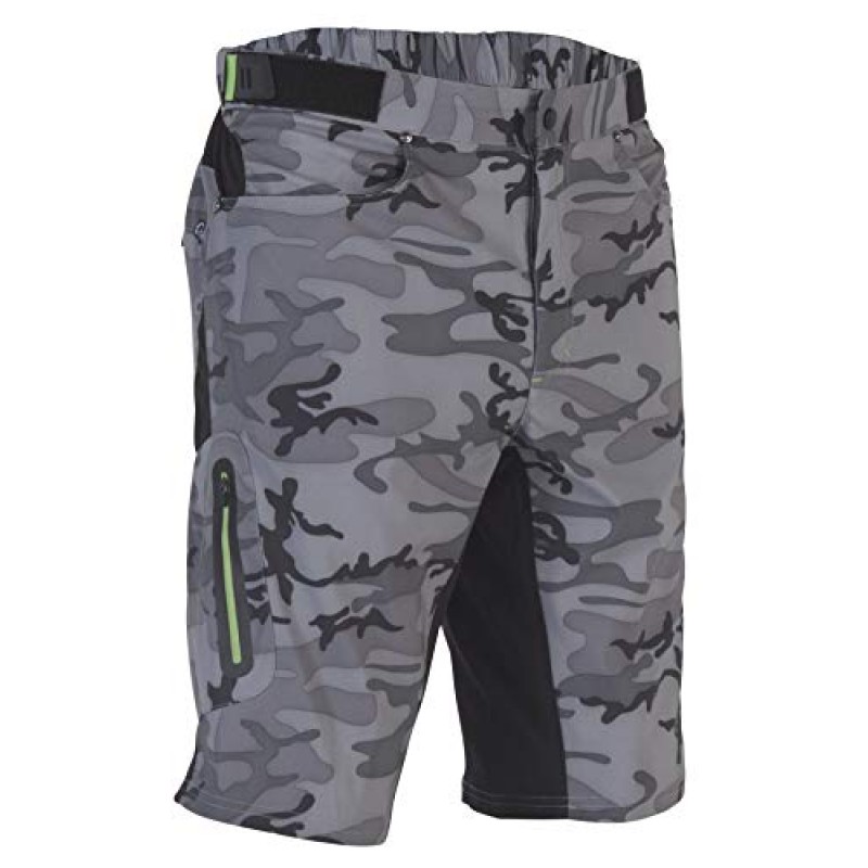 Zoic 남성용 Ether Camo 산악 자전거 MTB 사이클 라이딩 짧은 릴렉스핏 12인치 밑아래, UPF 50+
