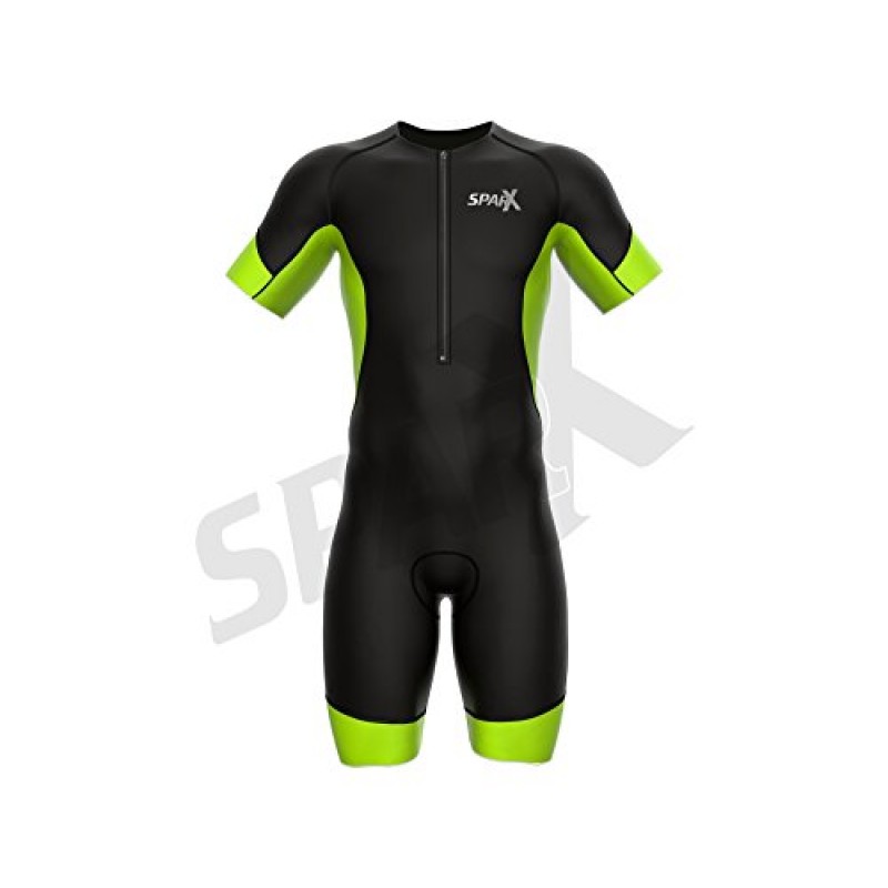 Sparx 남성용 엘리트 소매 트라이애슬론 슈트 반소매 TriSuit SpeedSuit 스킨수트 수영-자전거 달리기