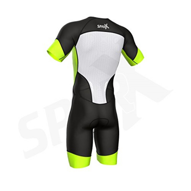 Sparx 남성용 엘리트 소매 트라이애슬론 슈트 반소매 TriSuit SpeedSuit 스킨수트 수영-자전거 달리기