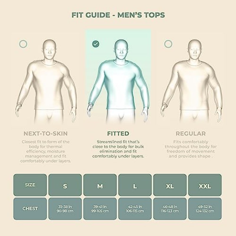 MERIWOOL 남성용 베이스 레이어 긴팔 헨리 - 경량 메리노 울 보온