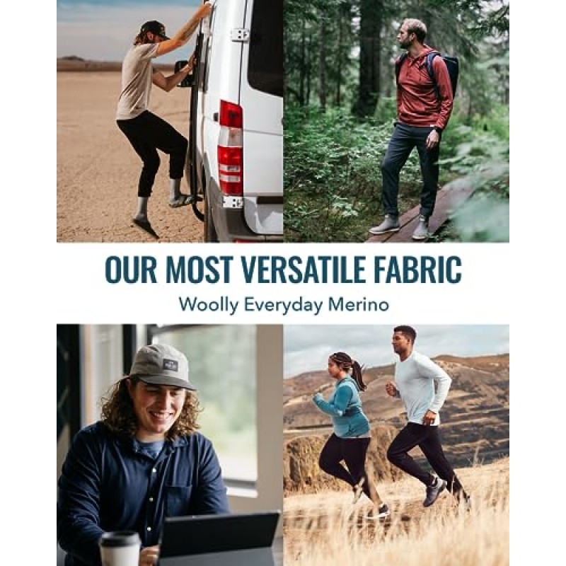Woolly Clothing 남성용 메리노 울 크루넥 티셔츠 - 일상 무게 - 흡습성 통기성 냄새 방지
