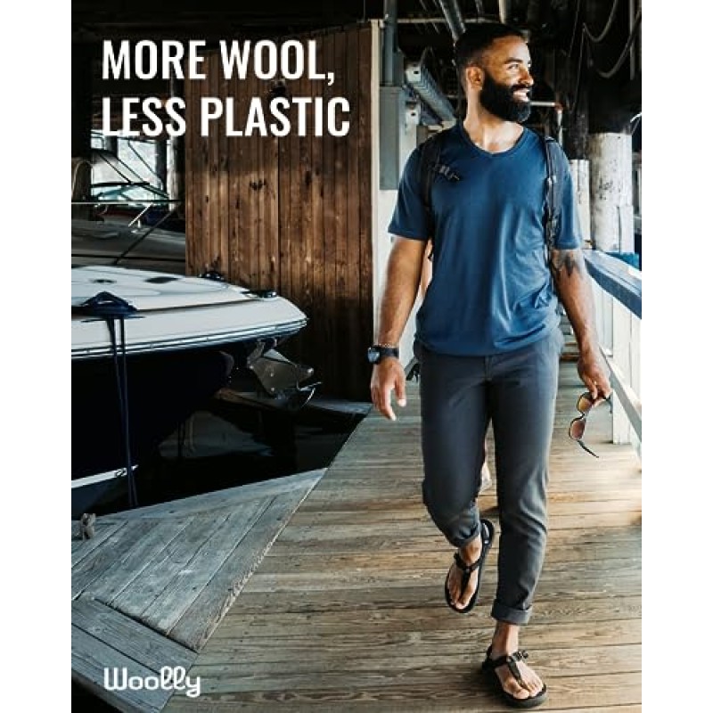Woolly Clothing 남성용 메리노 울 크루넥 티셔츠 - 일상 무게 - 흡습성 통기성 냄새 방지