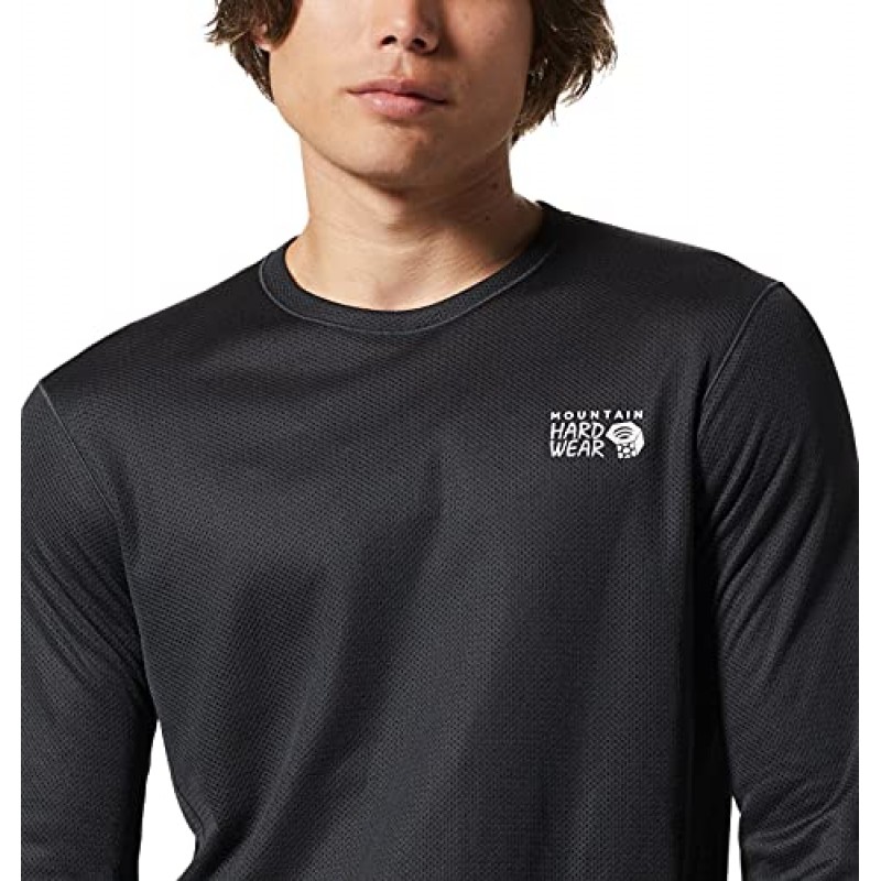 하이킹, 백패킹, 암벽 등반을 위한 Mountain Hardwear 남성용 에어메시 긴팔 크루 | 속건성과 경량성