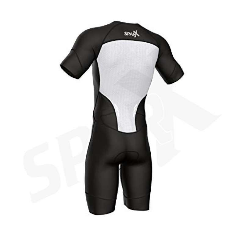 Sparx 남성용 엘리트 소매 트라이애슬론 슈트 반소매 TriSuit SpeedSuit 스킨수트 수영-자전거 달리기