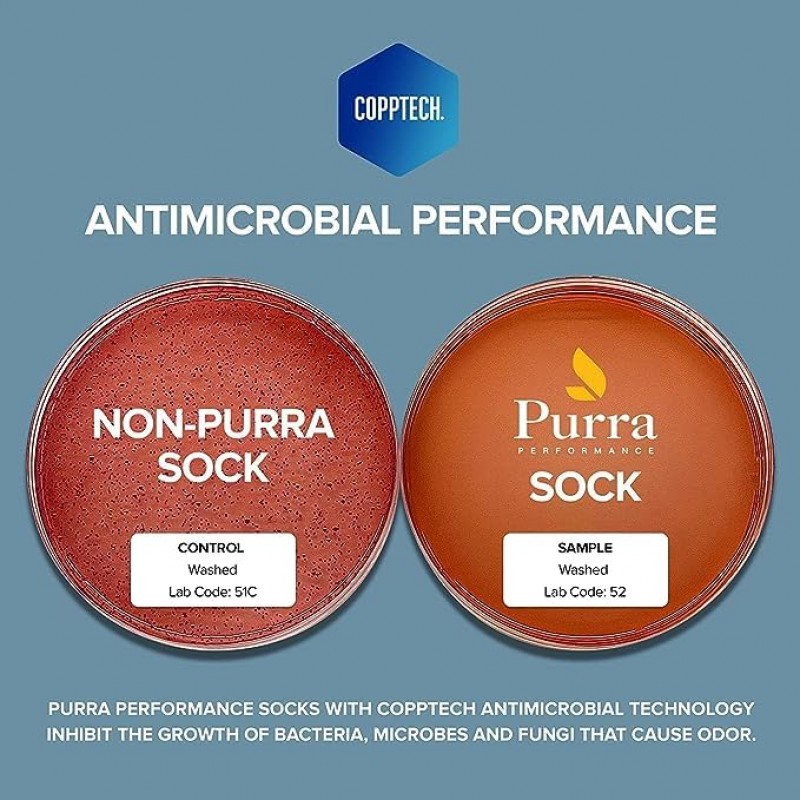 Purra Performance 남성용 컴포트 크루 양말 - 악취 방지, 냄새 방지, 수분 흡수