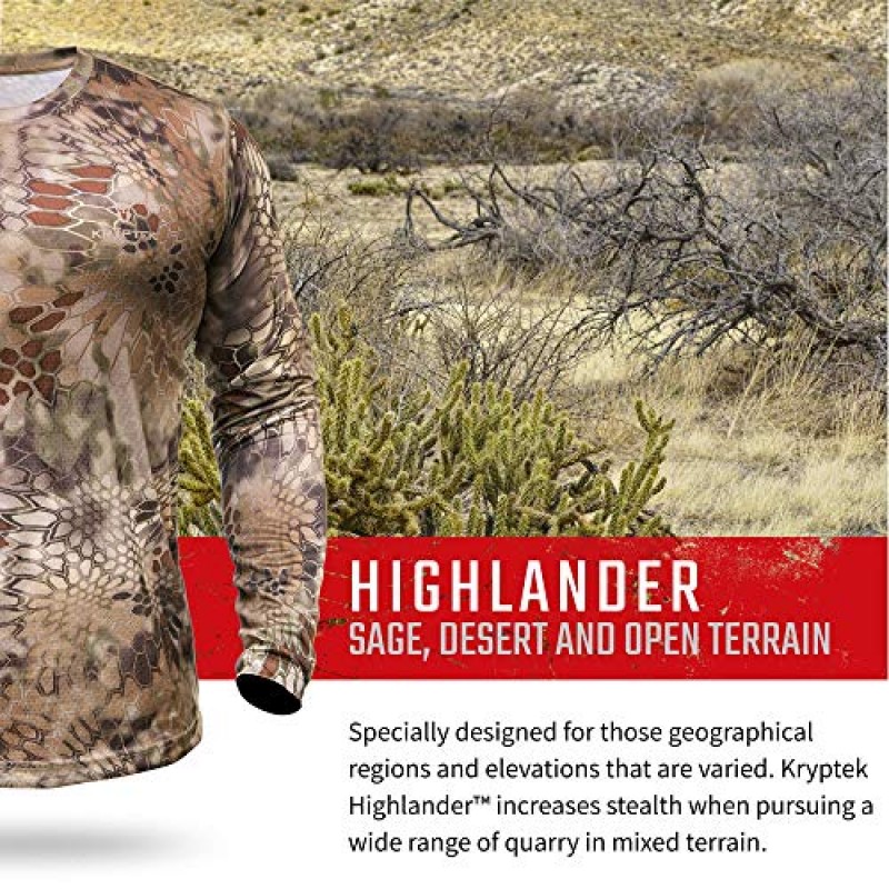 Kryptek mens Hyperion 긴 소매, 경량, 통기성, 은밀한 카모 사냥 및 낚시 셔츠