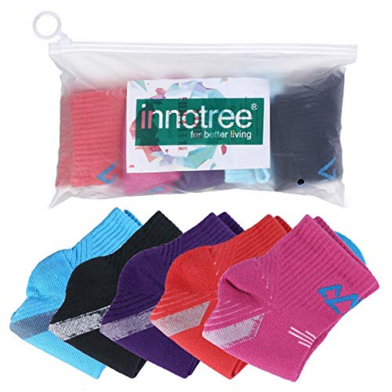 innotree 5팩 여성용 쿠션형 하이킹 워킹 러닝 양말, 쿼터 앵클 양말