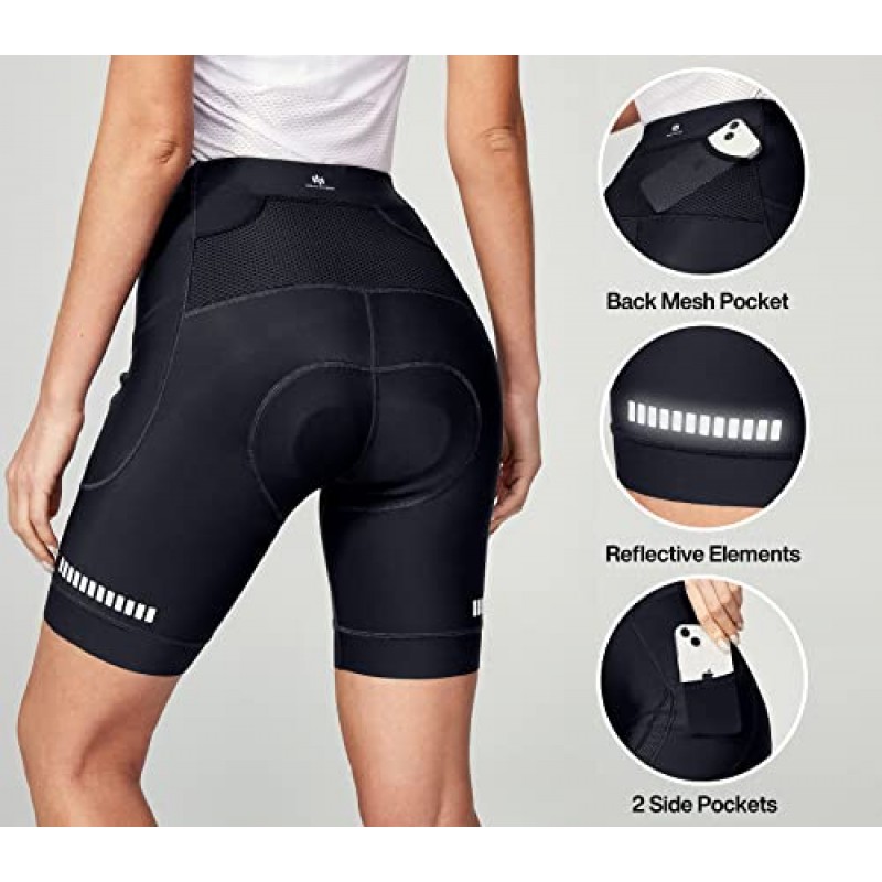Heathyoga Womens 4D 패딩 자전거 반바지 포켓 패딩 사이클링 반바지 여성 자전거 반바지 바이커 자전거 반바지