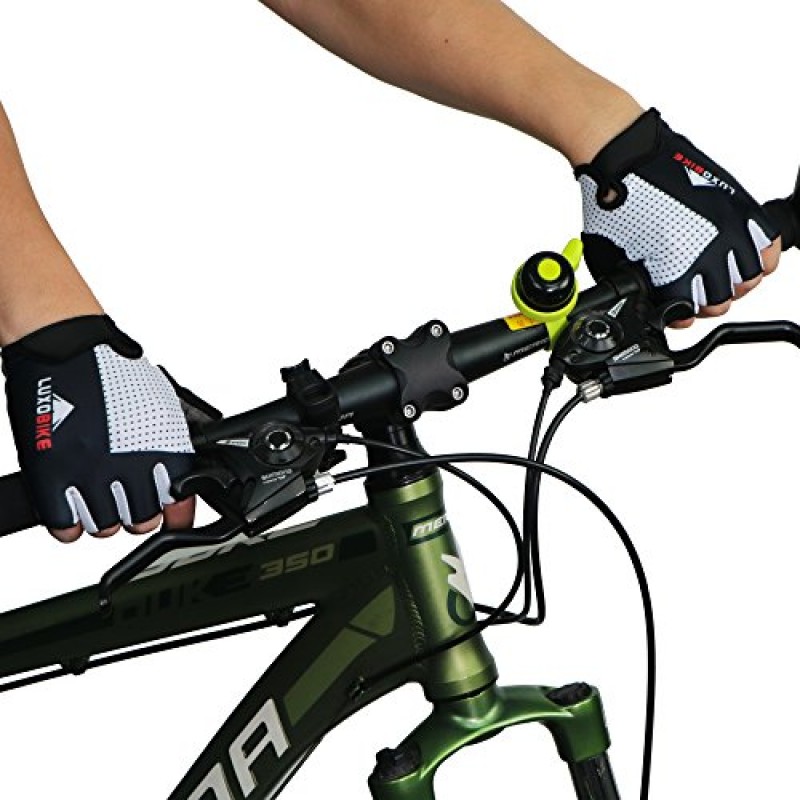 LuxoBike 사이클링 장갑 자전거 장갑 자전거 장갑 산악 자전거 장갑 – 미끄럼 방지 충격 흡수 패딩 통기성 반 손가락 짧은 스포츠 장갑 남성용/여성용 액세서리