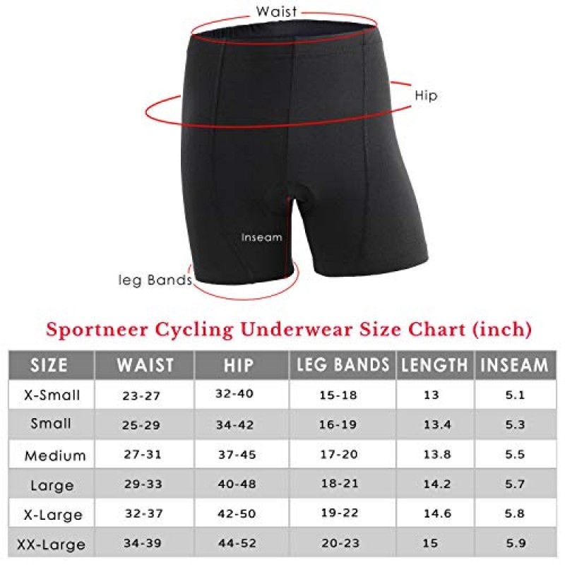 Sportneer 패딩 자전거 반바지 여성 - 자전거 사이클링 속옷 여성용 3D 패딩 반바지
