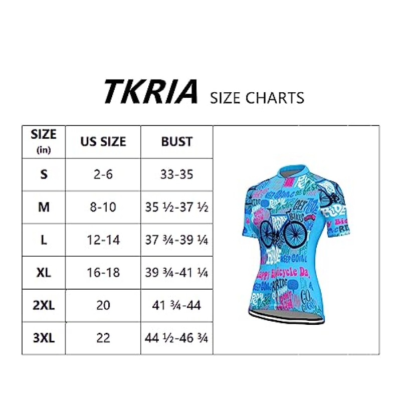 Tkria 여성용 사이클링 저지 반팔 3개의 후면 포켓 자전거 셔츠 MTB 도로 라이딩 전체 지퍼 자전거 저지
