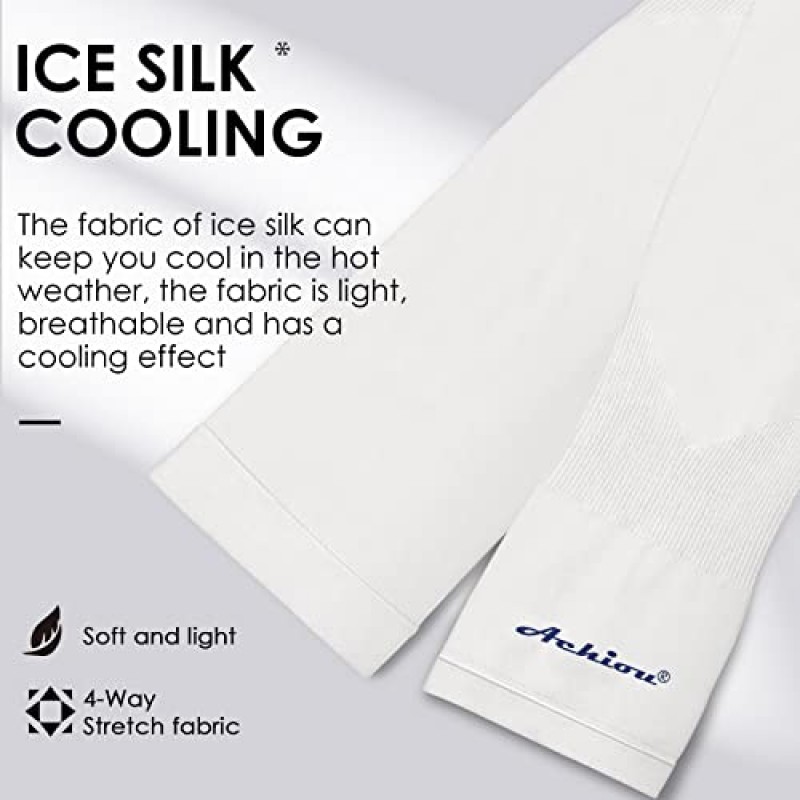 Achiou Arm Sun Sleeves 압축 UV 보호 냉각 남성용 여성용 여름 자외선 차단제, 사이클링 운전 골프 러닝