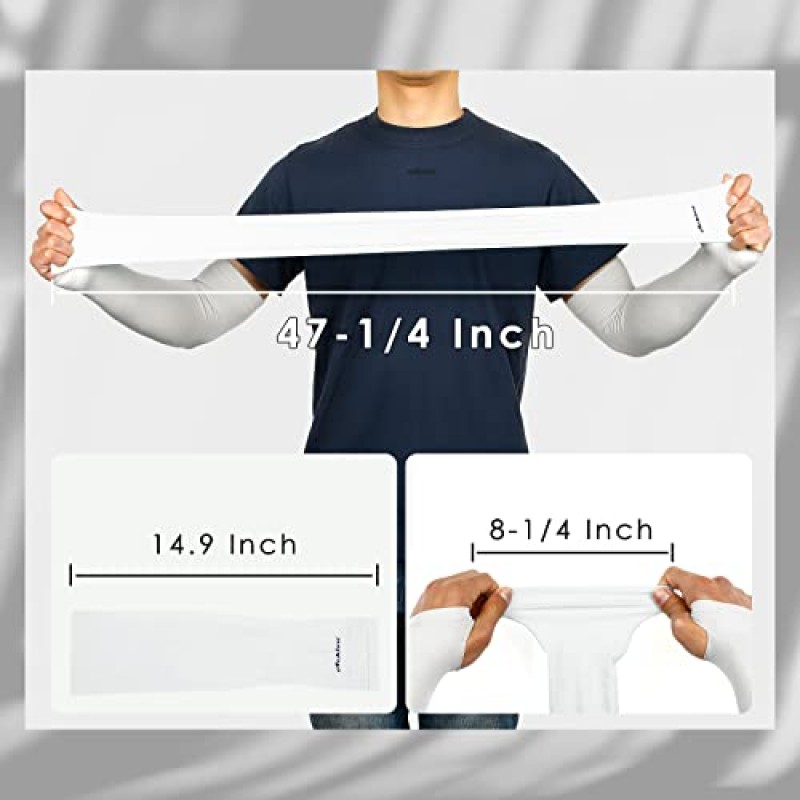 Achiou Arm Sun Sleeves 압축 UV 보호 냉각 남성용 여성용 여름 자외선 차단제, 사이클링 운전 골프 러닝