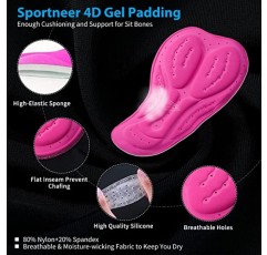 Sportneer 패딩 자전거 반바지 여성용 - 4D 패딩 및 포켓이 있는 여성용 자전거 자전거 사이클링 반바지