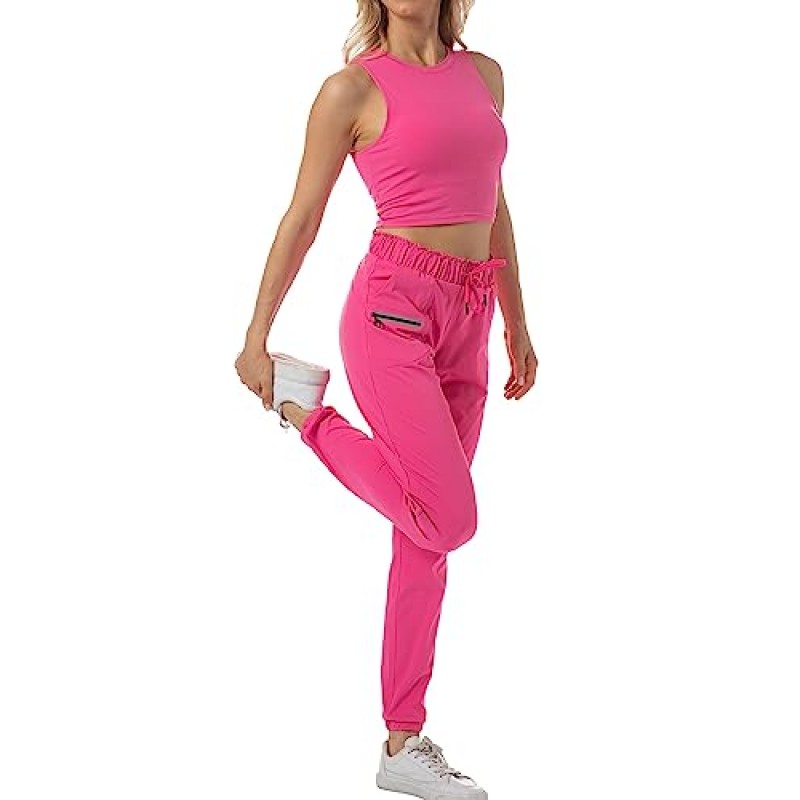 주머니가 있는 Kcutteyg Womens Joggers, 체육관, 요가, 달리기를 위한 경량 속건성 운동 운동 소프트 팬츠