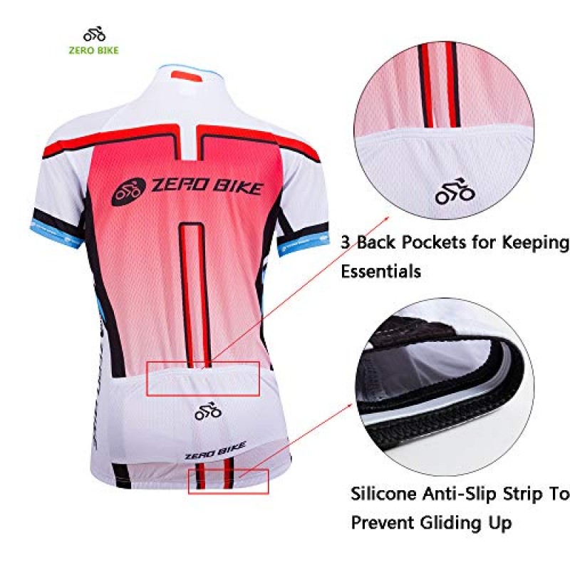 ZEROBIKE® 여성용 짧은 소매 사이클링 져지 재킷 사이클링 셔츠 빠른 드라이 통기성 산악 의류 자전거 탑