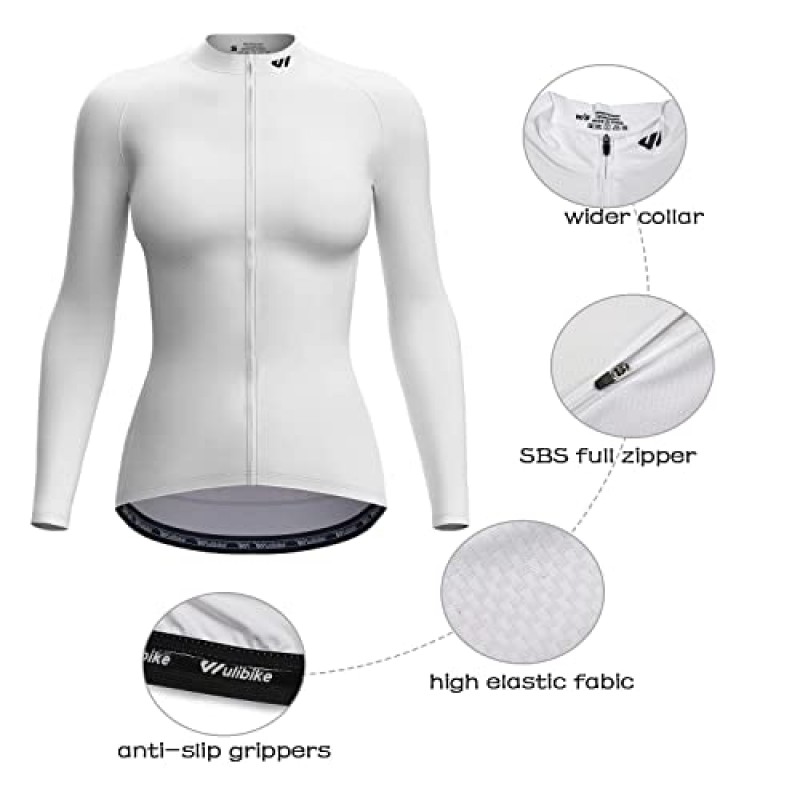 Wulibike 사이클링 저지 여성 긴 소매, 주머니가 있는 여성용 자전거 자전거 자전거 셔츠