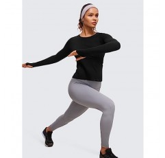 CRZ 요가 Womens Seamless Ribbed Workout 긴 소매 셔츠 Quick Dry Gym Athletic Tops 통기성 러닝 셔츠
