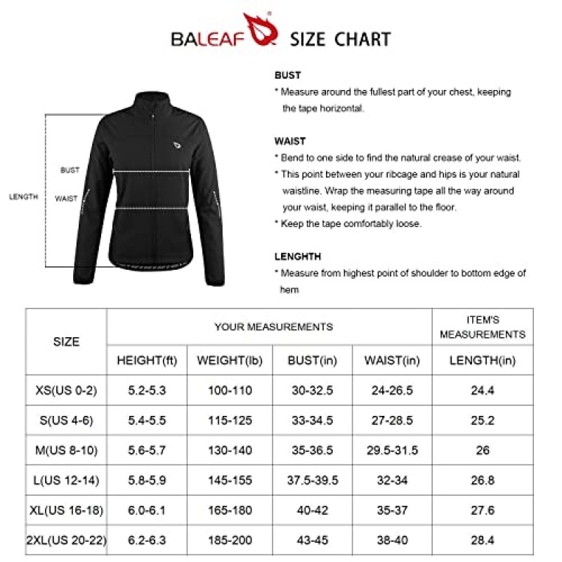 BALEAF 여성용 사이클링 자켓 방풍 보온 겨울 달리기 추운 날씨 장비 방수 Softshell Warm