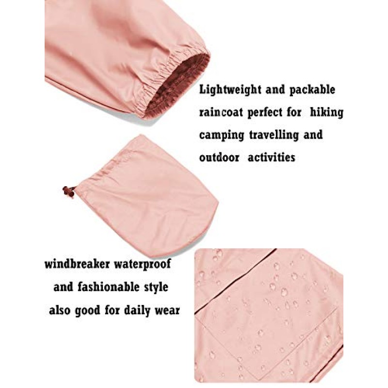 Avoogue 레인코트 여성 경량 방수 레인 재킷 Packable Outdoor Hooded Windbreaker