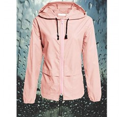 Avoogue 레인코트 여성 경량 방수 레인 재킷 Packable Outdoor Hooded Windbreaker