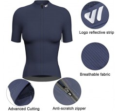 Wulibike 사이클링 저지 여성용 반팔, 여성용 자전거 셔츠 자전거 타기 주머니가있는 통기성 사이클 자전거 유니폼
