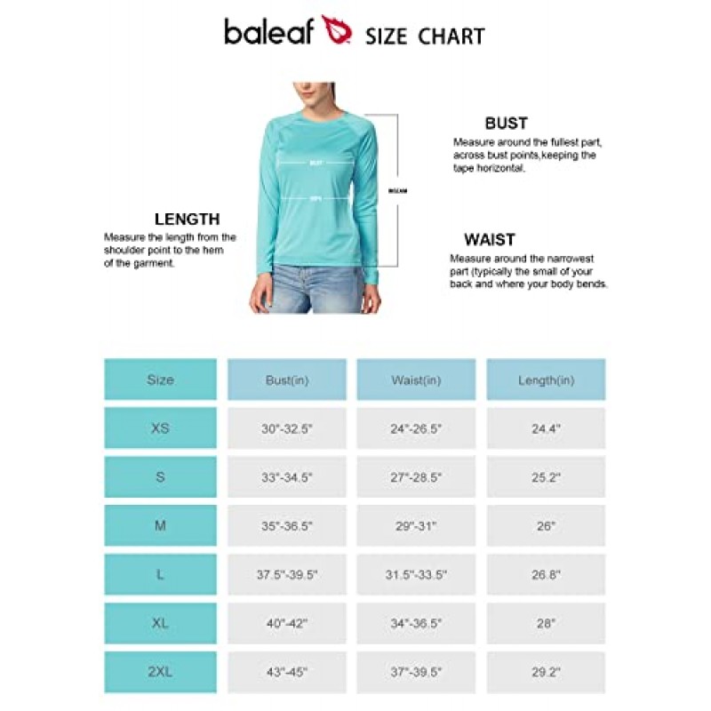 BALEAF 여성용 UPF 50+ 썬 셔츠 긴 소매 자외선 차단 래쉬 가드 경량 퀵 드라이 SPF 하이킹 탑 아웃도어