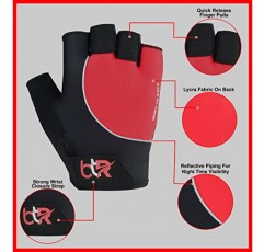 BTR BORN TO RACE 사이클링 장갑 젤 패딩 반 손가락 장갑 실리콘 인쇄 통기성 경량 자전거 운동 자전거 타기 핑거리스 장갑