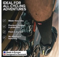 DANISH ENDURANCE 사이클링 양말, 승무원 길이, 통기성 및 쿠션이 있는 자전거 양말, 남성용 및 여성용 3쌍 팩