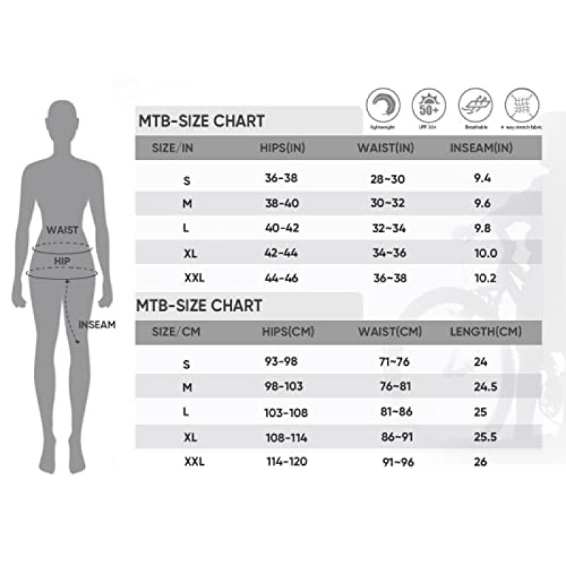 Cycorld 여성용-산악-자전거-반바지-MTB-짧은, 포켓이 있는 사이클링 패딩 자전거 반바지