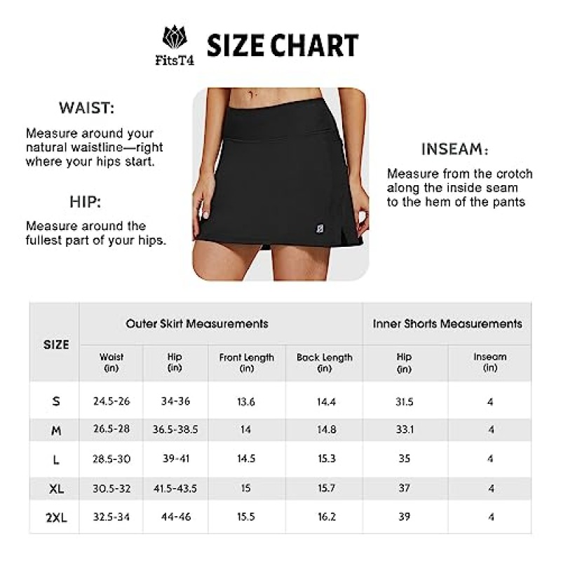 FitsT4 여성용 사이클링 Skort Pleated Bike 스커트 4D 젤 패딩 자전거 자전거 반바지 Quick-Dry 지퍼 포켓