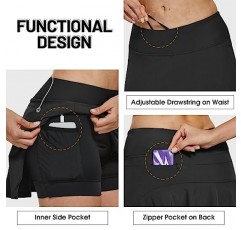 FitsT4 여성용 사이클링 Skort Pleated Bike 스커트 4D 젤 패딩 자전거 자전거 반바지 Quick-Dry 지퍼 포켓