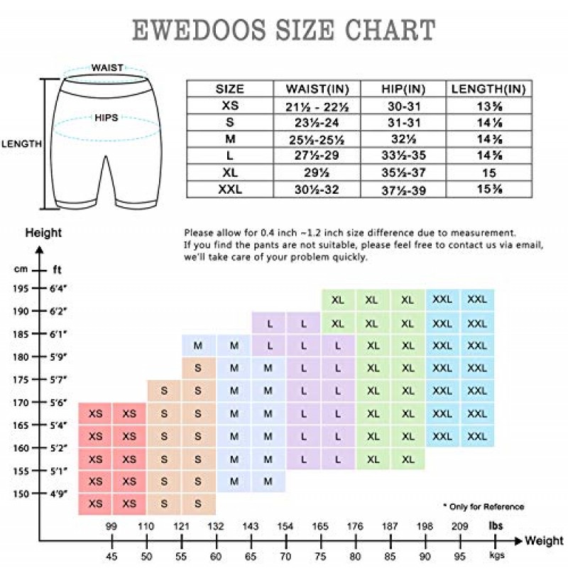 Ewedoos 여성용 바이커 반바지 3 개의 포켓이있는 하이 웨이스트 요가 반바지 운동 압축 반바지 러닝 운동 짧은