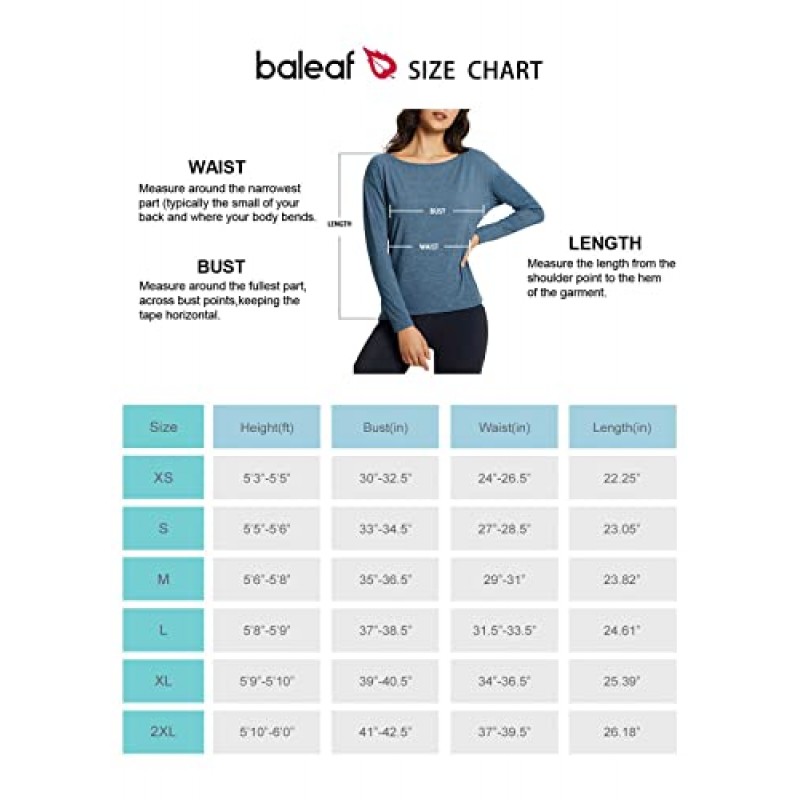 BALEAF 여성용 긴 소매 운동 셔츠 탑 루즈핏 퀵 드라이 운동 소프트