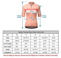 Santic 사이클링 저지 여성용 반바지 소매 탑 자전거 셔츠 자전거 재킷 주머니가 있는 전체 지퍼 Andrea