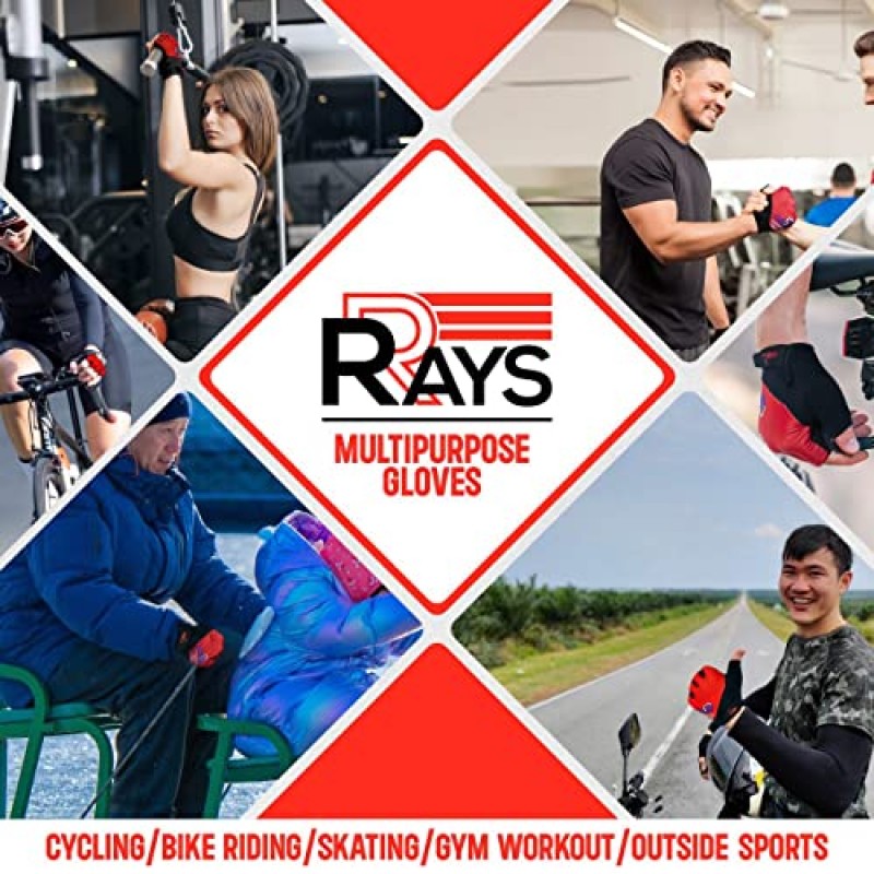 RRAYS 사이클링 장갑 - 라이크라 원단 사이클링/자전거 타기/스케이팅/체육관 운동/야외 스포츠용 남여공용 핑거리스 장갑