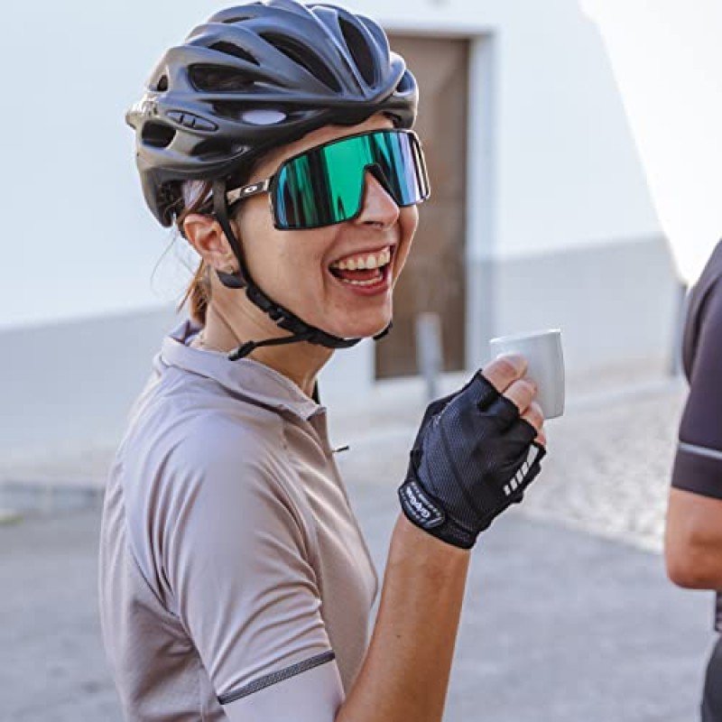 GripGrab Rouleur 입문용 하프 핑거 패딩 여름 사이클링 장갑 핑거리스 쿠션 자전거 미트 풀오프 탭, 블랙 S