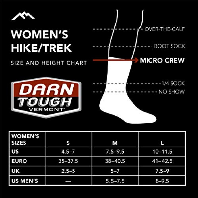 Darn Tough (5005 여성용 하이킹/트렉 선셋 레지 마이크로 크루 경량 쿠션 양말 포함)
