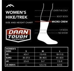 Darn Tough (5005 여성용 하이킹/트렉 선셋 레지 마이크로 크루 경량 쿠션 양말 포함)