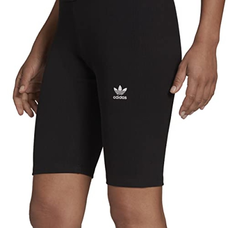 adidas Originals 여성용 Adicolor Essentials 리브 하이웨이스트 사이클링 반바지