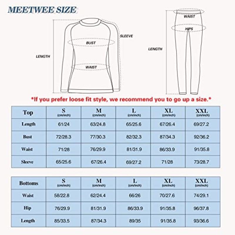 MEETWEE 여성용 열 속옷, 롱 존스 스키 추운 날씨 장비 세트 기본 레이어 따뜻한 겨울 상단 및 하단 러닝