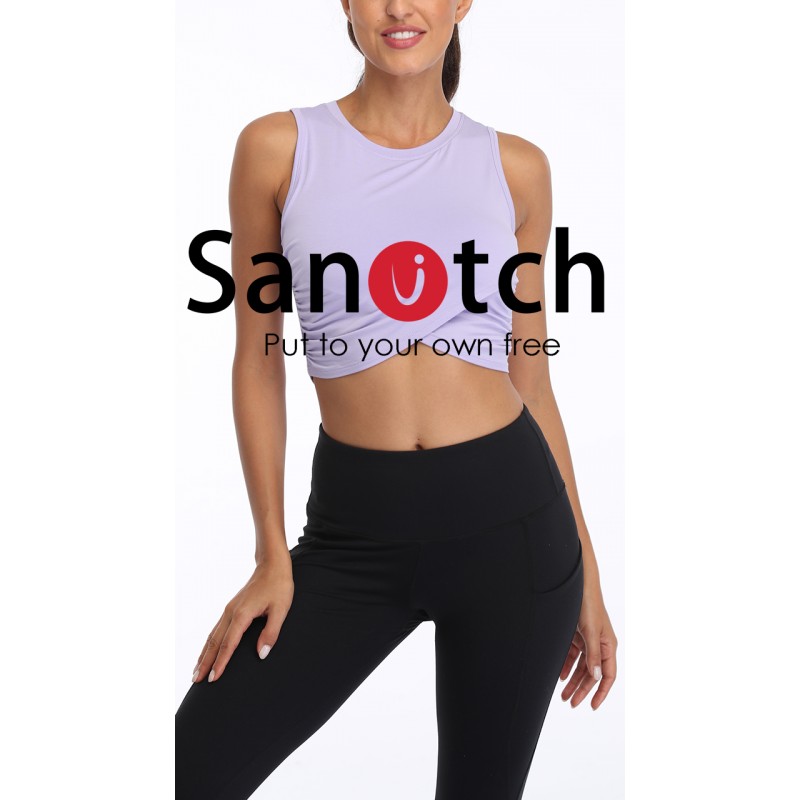 Sanutch 요가 자르기 탑 댄스 탑 장착 운동 자르기 탑 요가 탱크 탑 여성용 운동 스포츠 셔츠